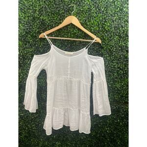 Haute Society, White Open shoulder Long Sleeve Blouse Women’s Size S